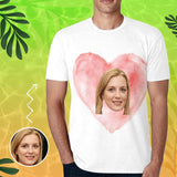 Custom Face on Shirt Pink Love Heart Classic Design Men's All Over Print T-shirt with My Face for Him