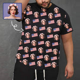 Custom Face Shirts American Flag Men's All Over Print T-shirt with Personalized Pictures for Independence Day