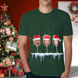 Custom Face Shirts Christmas Wine Cup Men's All Over Print T-shirt with Personalized Pictures
