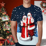 Custom Face Shirts Couple Christmas Print Men's All Over Print T-shirt with Personalized Pictures