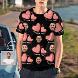 Custom Face Shirts I Love You Design Men's All Over Print T-shirt with Personalized Pictures