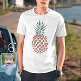 Custom Face Shirts with Pineapple White Men's All Over Print T-shirt with Personalized Pictures for Your Best Dad Gift