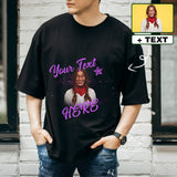 Custom Face&Text Purple Personalized Unique Design All Over Print T-shirt For Men Boyfriend Gift
