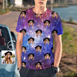 Custom Girlfriend Face Tee Galaxy Starry Night Men's All Over Print T-shirt Design Unique Gift