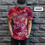 Custom Name Tee Red Tie Dye Men's All Over Print T-shirt Design Your Own Personalized Shirt for Him Unique Shirt Gift