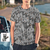 Custom Pet Photo Shirts Personalized Men's All Over Print T-shirt with Seamless Cat Faces