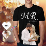Custom Photo&Date Tee MR Couple Anniversary Men's All Over Print T-shirt with Personalized Pictures