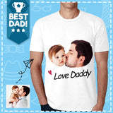 Custom Photo Love Daddy Tee Shirt Men's All Over Print T-shirt Put Your Faces on A Shirt for Father's Day Gift
