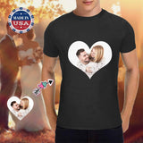 Custom Photo Loving Couple White Love Romance Heavy Cotton T-Shirt Put Your Image Men's All Over Print T-shirt