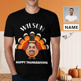 Custom Photo&Name Happy Thanksgiving Print T-shirt Put Your Face on Men's All Over Print T-shirt with Custom Image