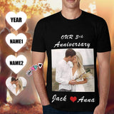 Custom Photo&Name&Year Tee Anniversary Loving Couple Gift Customised Men's All Over Print T-shirt