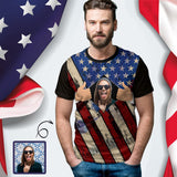 Custom Photo Tee Funny Zip Design Men's All Over Print T-shirt Personalized Your Face on A Shirt for Independence Day