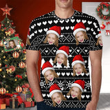 Custom Shirt with Face Love Christmas Design Men's All Over Print T-shirt for Him