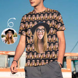 Custom Shirts with Girlfriend Seamless Face Put Your Face on Men's All Over Print T-shirt