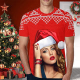 Custom Shirts with Photo Happy Christmas Personalized Men's All Over Print T-shirt Gift