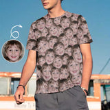 Custom Son Face Shirt Seamless Men's All Over Print T-shirt Put Your Face on Tee for Father's Day