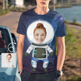 Custom T-shirt with Wife Face Astronaut Men's All Over Print T-shirt with Personalized Pictures Best Gift for Him