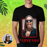 Custom Tee shirt with Picture I Love You Posture Men's All Over Print T-shirt with Personalized Pictures