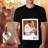 Custom Tee with Photo Couples Love Romantic Men's All Over Print T-shirt with Personalized Pictures Valentine's Day Gift