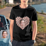 Custom Wife Face Shirts Heart Shape Men's All Over Print T-shirt with Personalized Pictures
