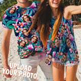 Personalized Face Tropical Plants Men's All Over Print T-shirt Women's Halterneck Strapless Print Vest Shirt