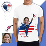 #Pocket T-shirt-Custom Shirts with Faces Shake National Flag Printed Personalized Face Tee for Him
