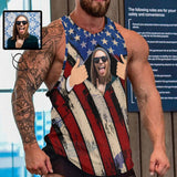 American Flag Men's Tank Top Personalized Tank Tops for Men Custom Photo Sleeveless Shirt