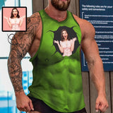 Tank Tops with Custom Photo Men's Tank Top Green Muscle Personalized Full Print Vest