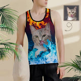 Custom Cat Photo Tank Tops Ice&Fire Personalized Men's All Over Print Tank Top