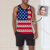 Custom Girlfriend Face Tank Tops Personalized American Flag Design Your Own Men's All Over Print Tank Top