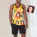 Custom Girlfriend Face Tank Tops Yellow Flower Sleeveless Shirt Personalized Men's All Over Print Tank Top