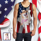 Custom Photo Put Your Funny Dog on Men's Flag All Over Print Tank Top