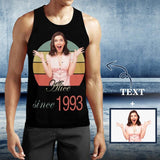 Custom Photo&Text Tank Tops Colorful Stripes 1993 Personalized Men's All Over Print Tank Top