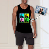 Personalized Color Photo Tank Tops Custom Face Black Men's All Over Print Tank Top