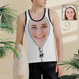 Tank Tops with Custom Face Sleeveless Shirt Personalized Zipper White Men's All Over Print Tank Top