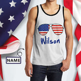 Tank Tops with Custom Name Glasses American Flag Personalized Men's All Over Print Tank Top Add Your Own Text