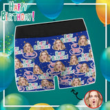 Custom Face Birthday Blue Men's All-Over Print Boxer Briefs Put Your Face on These Comfortable Boxer Underwear