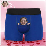 Custom Face Blue Pocket Men's Boxer Briefs Made for You Custom Underwear Unique Valentine's Day Gift