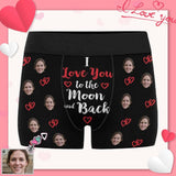 Custom Face I Love You To The Moon And Back Men's Print Boxer Briefs Design Your Own Custom Underwear