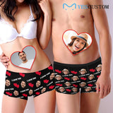 Custom Face Love You Women's Boyshort Panties&Men's Boxer Briefs Made for You Custom Underwear For Couple Valentine's Day Gift