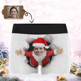 Custom Face Men's Undies Santa Holes White Men's Print Boxer Briefs Put Your Face on Underwear with Custom Image