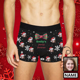 Custom Face&Name Bow Tie Christmas Snowflake Men's All-Over Print Boxer Briefs Design Your Own Custom Underwear