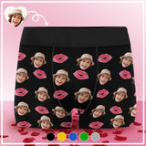 Custom Face Pink Lips Men's Boxer Briefs Put Your Face on Underwear with Custom Image For Valentine's Day Gift