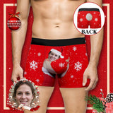 Custom Face Snowflake Tail Men's Print Boxer Briefs Put Your Face on Underwear with Custom Image
