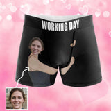 Custom Face Working Day Men's Boxer Brief With Custom Waistband Print Your Own Personalized Underwear for Him