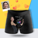 Custom Girlfriend Face Hug Ride This Men's Boxer Briefs Print Your Own Personalized Underwear for Him