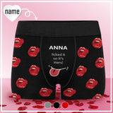 Custom Text Lick Red Lips Love Men's All-Over Print Boxer Briefs Made for You Custom Underwear For Valentine's Day Gift