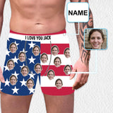 Custom Waistband Boxer Briefs Love You Flag Personalized Face&Name Design Funny Underwear for Men