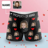 Custom Waistband Boxer Briefs Property of Personalized Face&Name Design Underwear For Valentine's Day Gift
