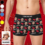 Custom Waistband Boxer Briefs Red Love Personalized Face&Name Create Your Own Underwear For Valentine's Day Gift